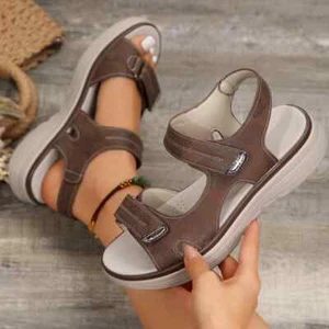 New Brand Female Sandals Summer Women Leather Light Casual Wedge Platform Shoes - Picture 1 of 28