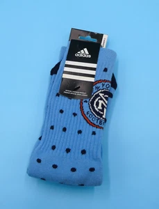 NYCFC Crew Socks Womens One Size Adidas Blue Spotted Soccer Mid Y2K New York FC - Picture 1 of 3