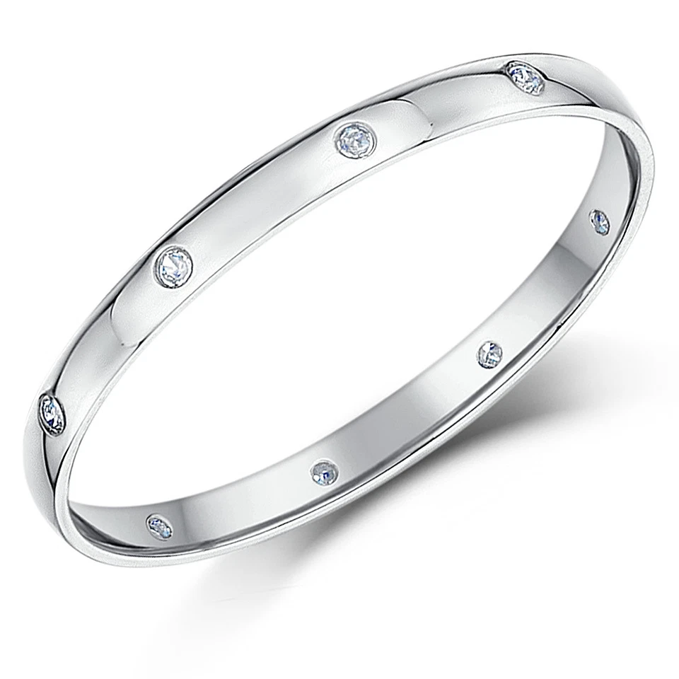Platinum Diamond Ring Court Shape Wedding Ring 2mm Band UK Hallmarked 950 - Image 1 of 4