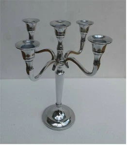 Kerzenleuchter Kerzenständer Kerzenhalter 5-armig Alu silber  H 27 cm x Ø 23 cm - Bild 1 von 3