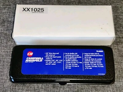 Juego de enchufes Campbell Hausfeld 3/8" Drive Deep Well SAE TL1025 NUEVO en caja  Foto 1 de 4