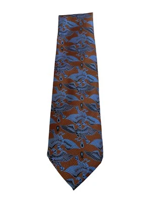 Vtg Sears Men's Store 60s 70s Polyester Tie Necktie Brown Blue Phoenix Bird - Изображение 1 из 4