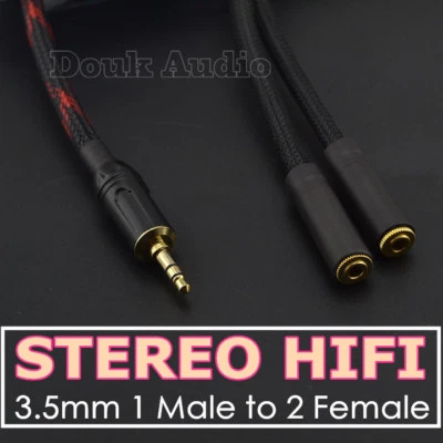 Hi-Fi 3.5mm 1 Male to 2 Female Y Splitter Stereo Headphone Extension Audio Cable - Image 1 of 4