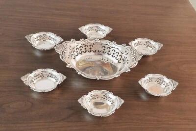 Antigua cesta para servir Gorham Cromwell de plata esterlina y cuencos de nuez como nuevos 1908 Foto 1 de 4