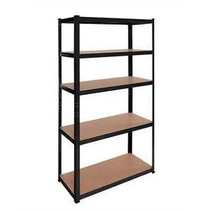 Estanteria Metalica Essential Negro Brillo, 5 Baldas MDF para Oficina, Garaje - Imagen 1 de 8