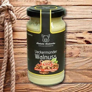 Ueckermünder Walnuss Senf - mittelscharf - Walnuss Aroma - 200ml - Bild 1 von 3