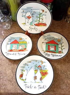 Juego de 4 Platos de Ensalada ROSANNA Halloween 8" TRUCO O TRATO Casa Embrujada Foto 1 de 4