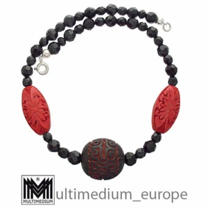 Collar de plata de China lacado de cristal negro lacado necklace - Imagen 1 de 3