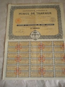 Vintage Aktienzertifikat Aktien Anleihen Compagnie Generale Mines de Thakhek 1928 - Bild 1 von 4