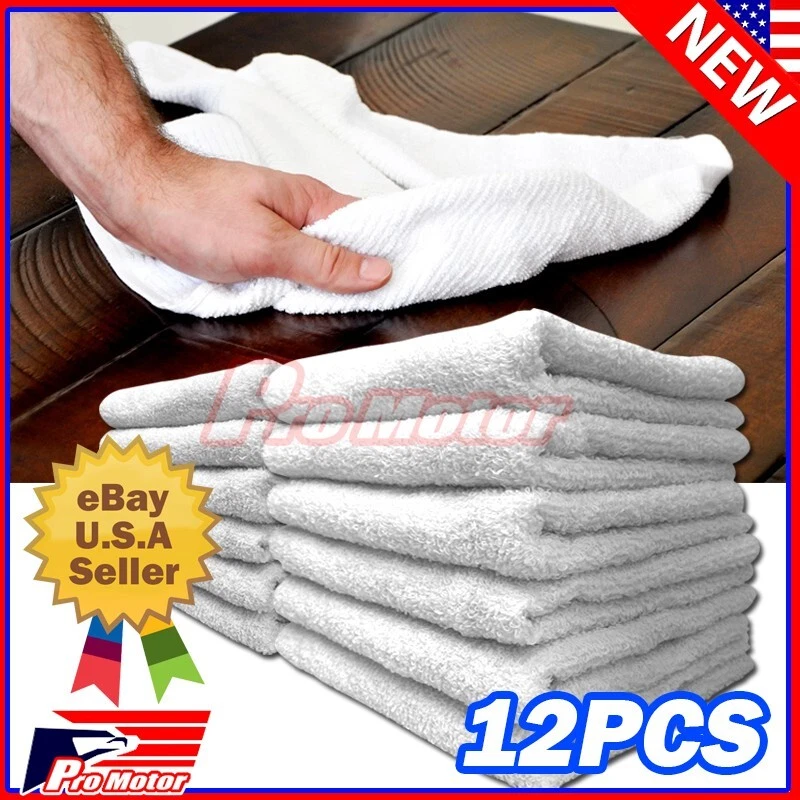 12pcs Salon Towel White Cotton Towels 12" " Restaurant Kitchen Cloth Bar Mop