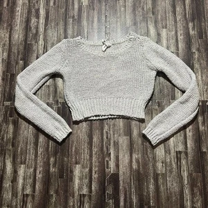 Bethany Mota Junior grau Strick Crop Pullover - Bild 1 von 3