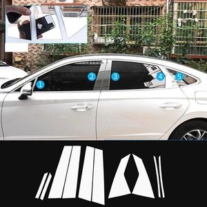 Steel Window Pillar Post Cover Trim For 2020-2023 Hyundai Sonata 10PCS Silver - Picture 1 of 6