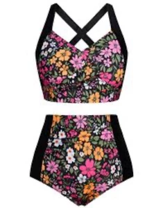 NWT-Hanna Nikole Tummy Control Bikini Swimsuit Size: Large - Picture 1 of 10