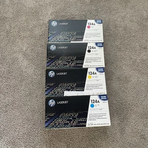 Zestaw kaset z tonerem HP 124A Laserjet BCYM Q6000A, Q6001A, Q6002A, Q6003A Nowy - Zdjęcie 1 z 6