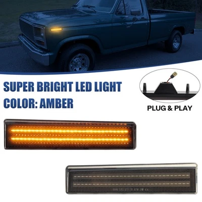 2x LED Front Bumper Side Marker Light For 1980-1986 Ford F100 F150 F250 Bronco - Image 1 of 4