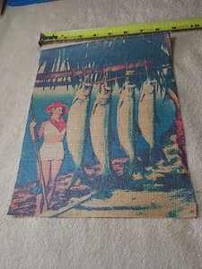 VTG. PICTURE 8 BY 10 ON BURLAP - Picture 1 of 10