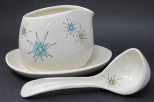 VINTAGE Franziskaner Starburst Sauciere mit Unterteller & Schöpfkelle Mid Century Modern - Bild 1 von 22