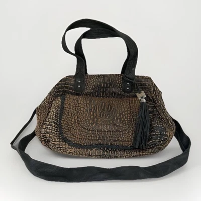 Bolso de Hombro Aimee Kestenberg Suave Acolchado Estampado de Reptiles Cartera de Cuero con Borla Foto 1 de 4
