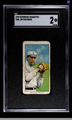 1909-11 1910 T206 Sovereign Jim Pastorius SGC 2 Good Brooklyn Superbas - Imagem 1 de 2