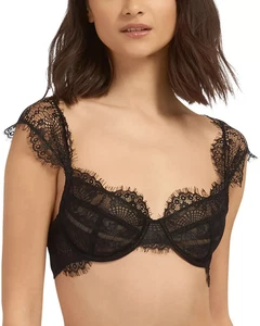 Bluebella Marina Balconette Bra Women's 38B Black Eyelash Trim Hook & Eye Back - Picture 1 of 17