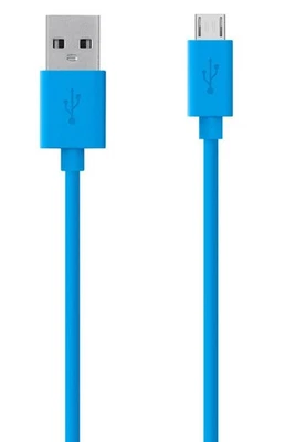 CABO DE CARGA/SINCRONIZAÇÃO USB AZUL ORIGINAL DO FABRICANTE T-MOBILE 4 PÉS PARA TELEFONES MICRO USB - Imagem 1 de 2