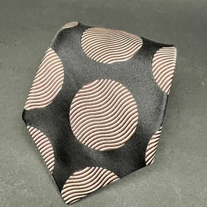Gucci Silk Tie Necktie Geometric Circles Black Gold MCM Italy Designer - Picture 1 of 7
