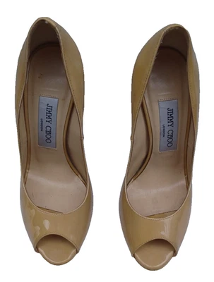 Jimmy Choo para mujer talla Zapatos de salón Luna 36 punta abierta nude charol hechos en Italia Foto 1 de 4