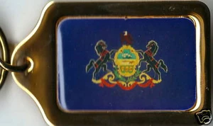 State of Pennsylvania Flag Solid Brass Key Chain NEW - Picture 1 of 7