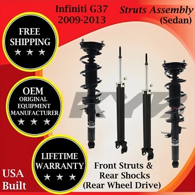 Amortiguadores delanteros y traseros KYB OEM para Infiniti G37 2009-2013 sedán 2x2 Foto 1 de 4