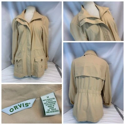 Chaqueta Orvis M Mujer Tostada Tencel Poli Algodón Botones Hasta el Muslo Como Nueva YGI B1-84 Foto 1 de 4
