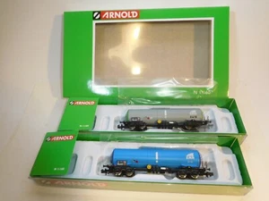 ++ G1269 N Gauge Arnold HN6537 Set 2pc 4 axle. Tank Car Ep6 ERR NEM KK New - Picture 1 of 3
