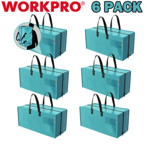 Workpro 6er-Pack extra große Umzugstaschen strapazierfähige Aufbewahrungstasche mit Griffen Reißverschlüssen - Bild 1 von 10