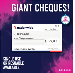 Riesiger bundesweiter Bankscheck personalisiert Wohltätigkeitsscheck Neuheit kostenlose Lieferung - Bild 1 von 10