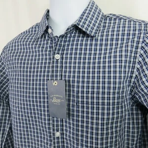 GH Bass Plaid Shirt Mens Small Blue Black Gray100% Cotton New w Tags - Picture 1 of 11
