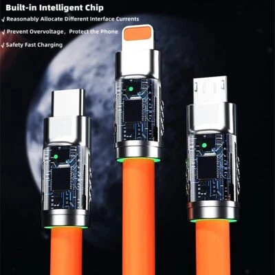 Fit Type C iPhone Micro USB 3 in 1 Fast Charging Cable Cell Phone Charger Cord - Image 1 of 4