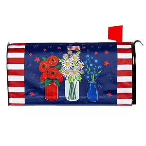 Patriotic Floral Evergreen Mailbox Cover 56861 - Picture 1 of 2
