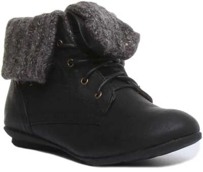 Femmes Dentelle Chaud Chaussette Court Combat Bottes Noir Ou Glace Taille UK 3 - - Photo 1/2