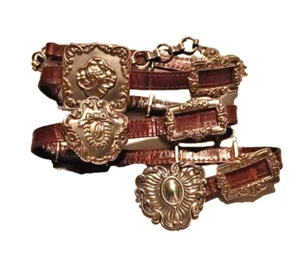 Brighton Concho Belt Womens Brown Leather Silver Medallion Vintage 1993 Western - Picture 1 of 11