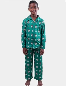 NBA Celtics Boys 2-Piece Loose-fit Button Down Pajamas Set Size 10 - Picture 1 of 3