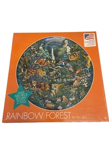 Vintage Bill Bell Round 500 pc Puzzle Rainbow Forest New Sealed - Picture 1 of 6