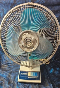 Vintage Mid Century Panasonic F-1207 Blue Blade 12" Oszillierender Lüfter 3 Geschwindigkeiten - Bild 1 von 5
