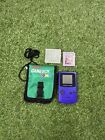 Nintendo Gameboy Color  Grape Purple Tested Working + 4 In 1 Game Tetris, Tennis