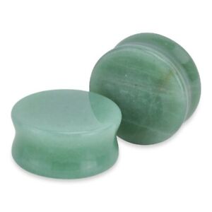 Jade Stone Organic Double-Sided Flare Gauges/Plugs/Tunnels (1 Pair) A/2/3/30