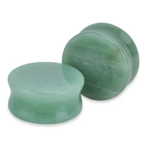 Jade Stone Organic Double-Sided Flare Gauges/Plugs/Tunnels (1 Pair) A/2/3/30 - Picture 1 of 4