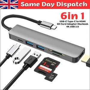 USB 3.0 USB C Type C to HDMI SD Card Adapter Hub Macbook 4K iPhone15 16 iPad Pro - Picture 1 of 9
