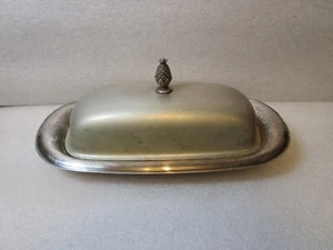 Vintage F.B Rogers Silver Plated Butter Dish with Lid And Glass pineapple top - Picture 1 of 6