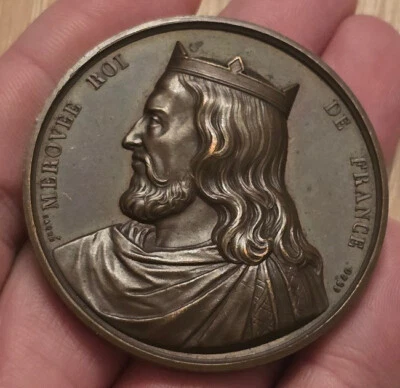 French Historical Bronze Medal Merovee, 3rd King of France (...-458) - Image 1 of 2