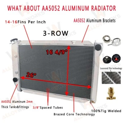 3ROW ALUMINUM RADIATOR fit 1971-1973 1972 FORD MUSTANG /1969-1972 LTD TORINO V8 - Image 1 of 4