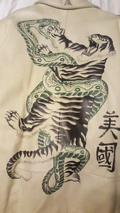 1987 Avenue Asian Tiger vs. Snake "American" Leather Men's Jacket Size 4XL OOP - Picture 1 of 8