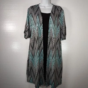 PERCEPTIONS New York Midi Dress w/Attached Chevron Jacket Women's Size XL Blue - Picture 1 of 15